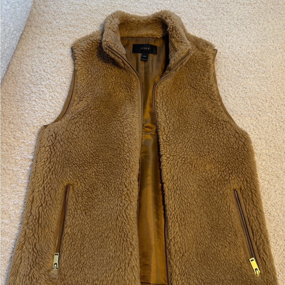 J. Crew Plush Sherpa Vest in Camel